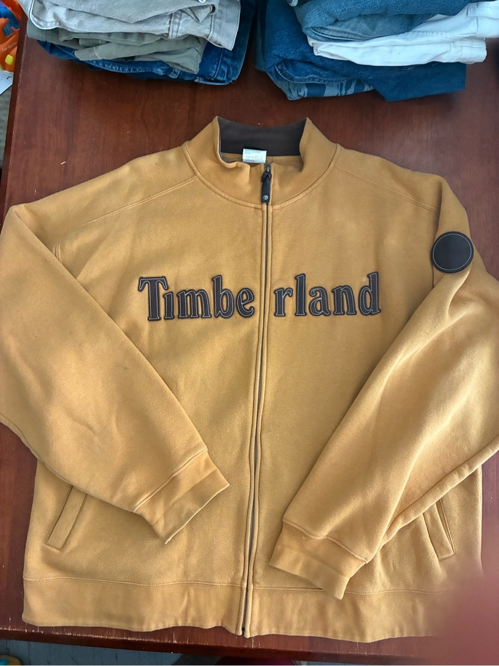 Timberland XXL Wheat Tan Full Zip Spellout Sweatshirt Jacket Y2K Turkey 27x28